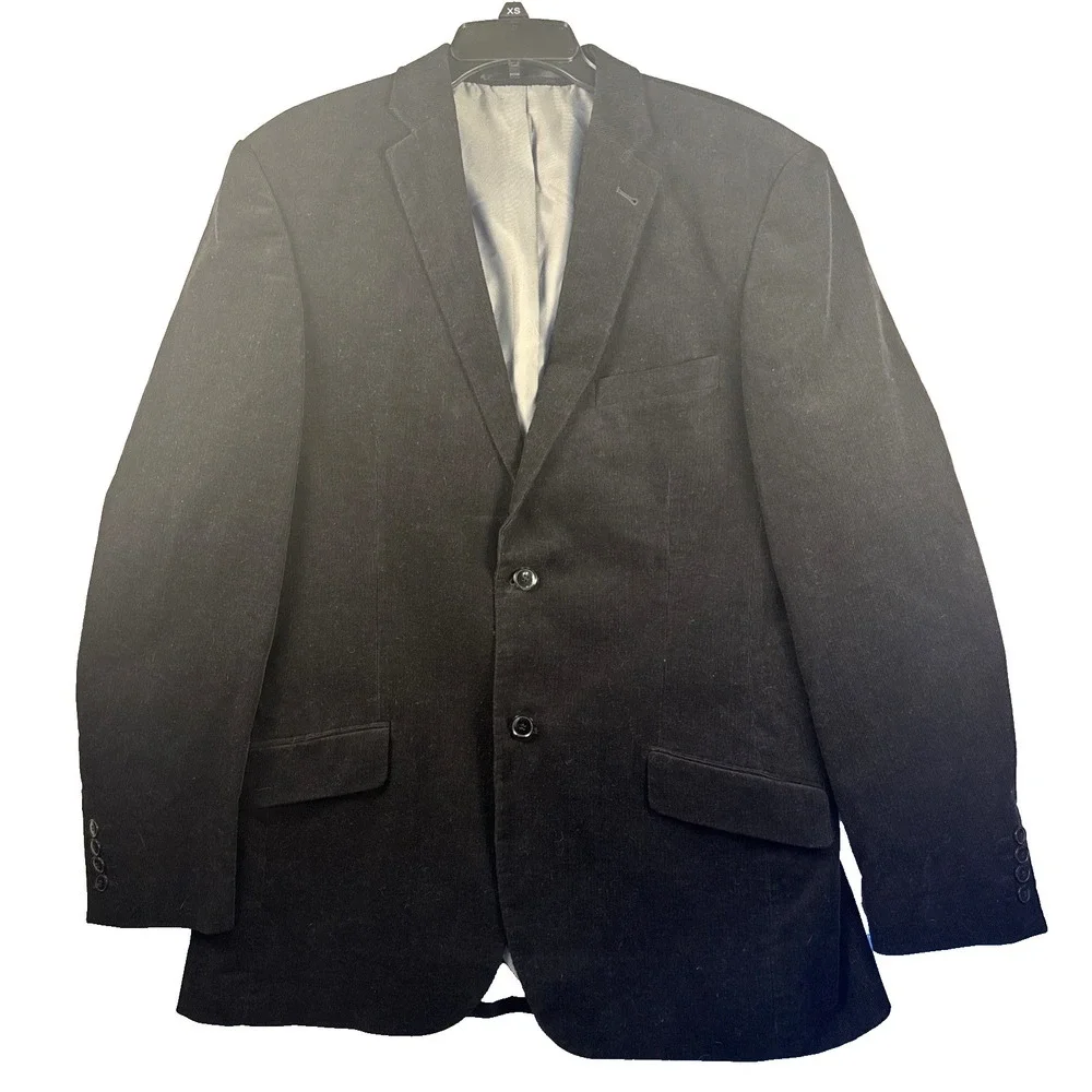 Angelo Latrice‎ Mens Black Corduroy Sport Coat 42L Blazer Sports Jacket